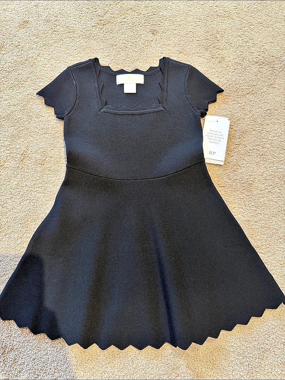 Ralph Lauren Girls Size 8 Black Scalloped Dress NWT